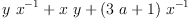 
\label{eq8}{y \ {{x}^{- 1}}}+{x \  y}+{{\left({3 \  a}+ 1 \right)}\ {{x}^{- 1}}}