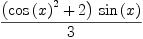 
\label{eq2}\frac{{\left({{\cos \left({x}\right)}^{2}}+ 2 \right)}\ {\sin \left({x}\right)}}{3}